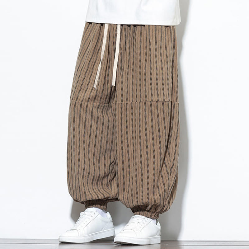 Pantalones de pana estilo harén para hombre con cordón y bolsillos, estampado de rayas otoñales y Buddha Stones - image 60
