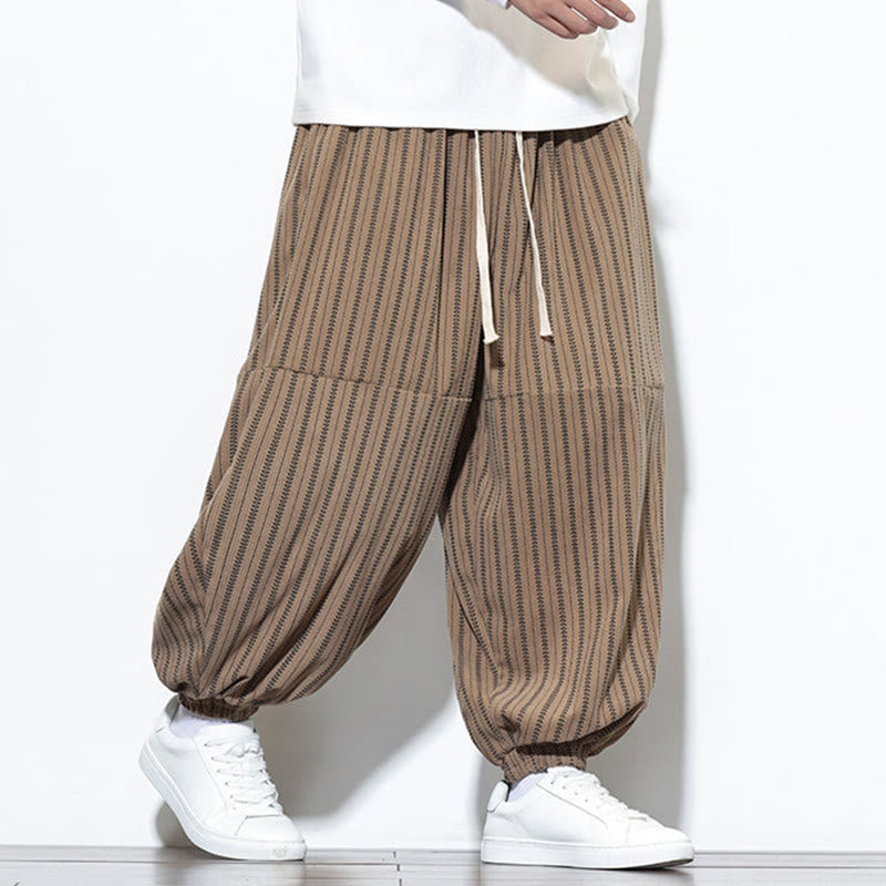 Pantalones de pana estilo harén para hombre con cordón y bolsillos, estampado de rayas otoñales y Buddha Stones - image 56
