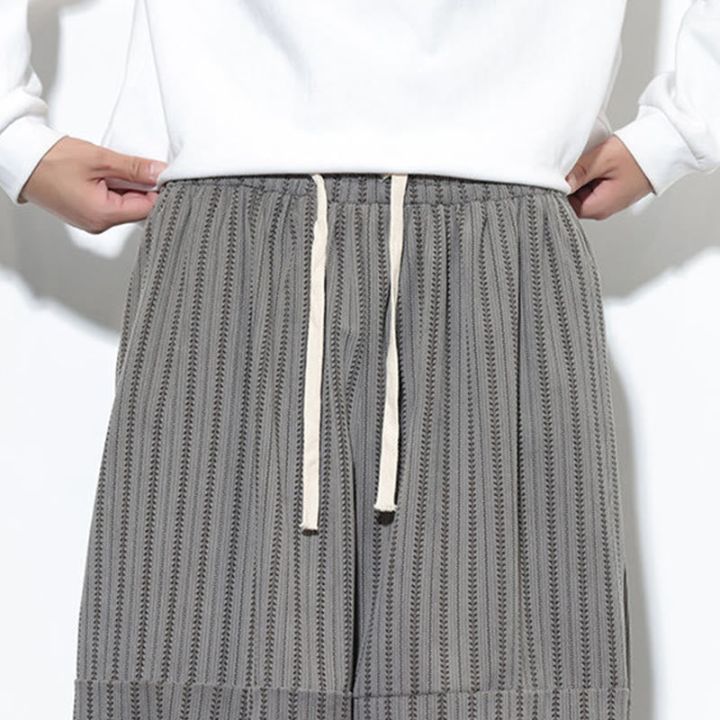 Pantalones de pana estilo harén para hombre con cordón y bolsillos, estampado de rayas otoñales y Buddha Stones - image 53