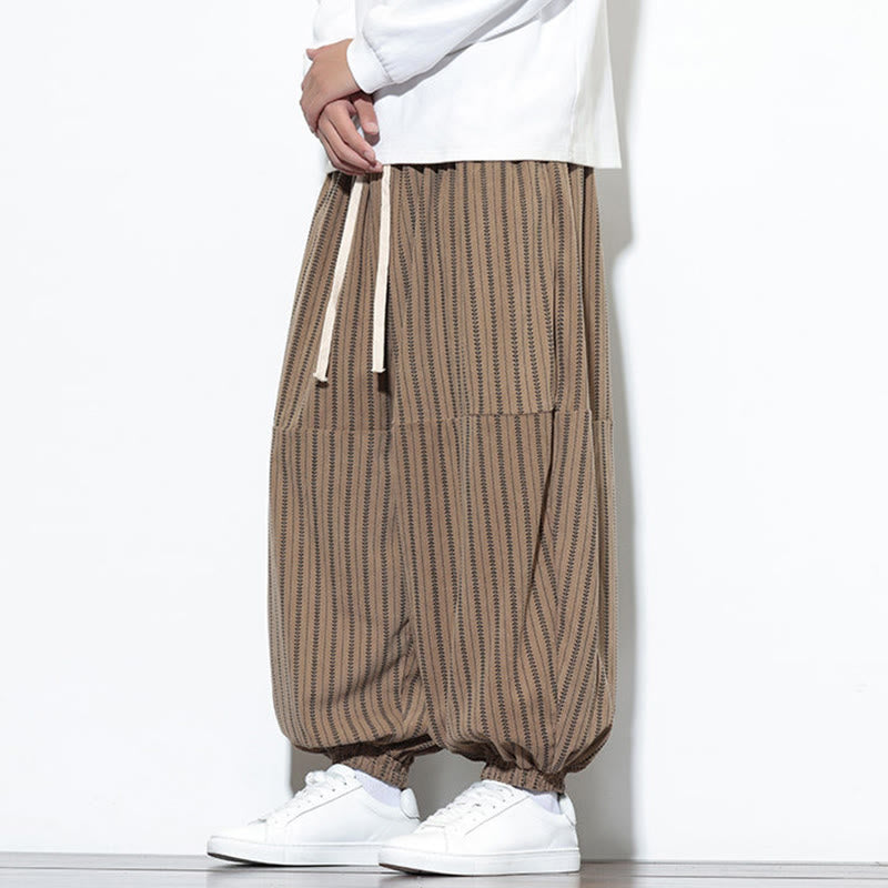 Pantalones de pana estilo harén para hombre con cordón y bolsillos, estampado de rayas otoñales y Buddha Stones - image 58