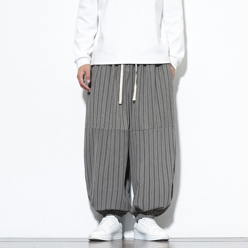 Pantalones de pana estilo harén para hombre con cordón y bolsillos, estampado de rayas otoñales y Buddha Stones - Gris oscuro - US/UK/AU46, EU56 (5XL) - image 33