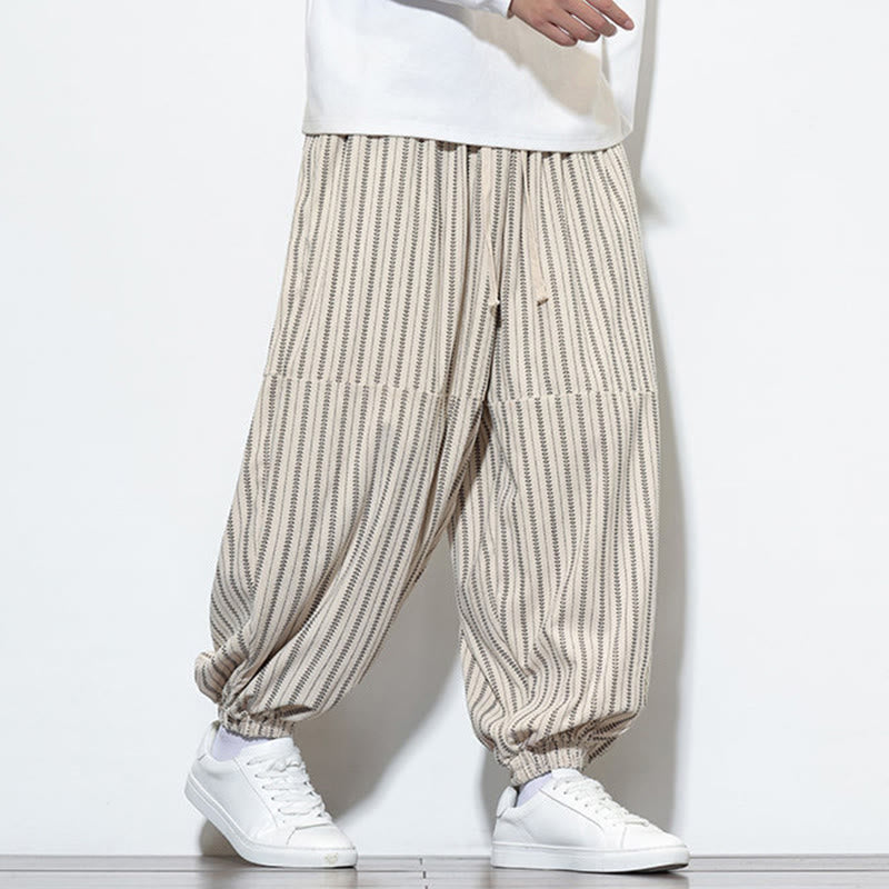 Pantalones de pana estilo harén para hombre con cordón y bolsillos, estampado de rayas otoñales y Buddha Stones - image 19