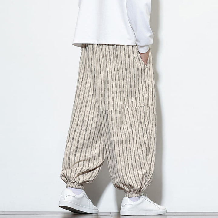 Pantalones de pana estilo harén para hombre con cordón y bolsillos, estampado de rayas otoñales y Buddha Stones - image 21