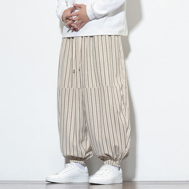 Pantalones de pana estilo harén para hombre con cordón y bolsillos, estampado de rayas otoñales y Buddha Stones - image 23