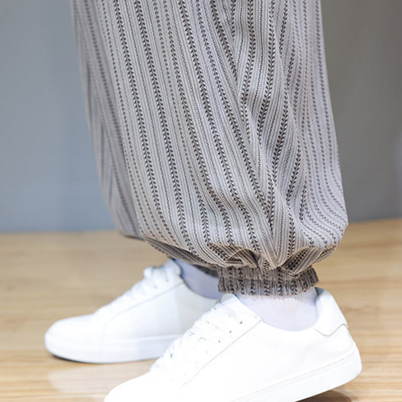 Pantalones de pana estilo harén para hombre con cordón y bolsillos, estampado de rayas otoñales y Buddha Stones - image 52