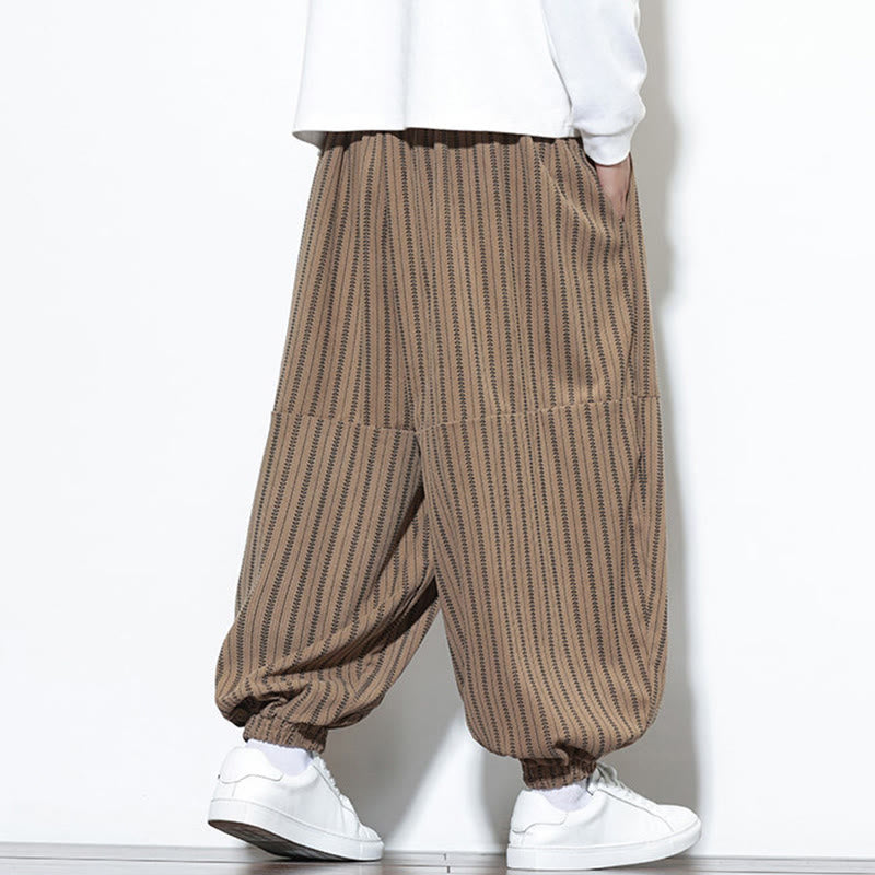 Pantalones de pana estilo harén para hombre con cordón y bolsillos, estampado de rayas otoñales y Buddha Stones - image 61