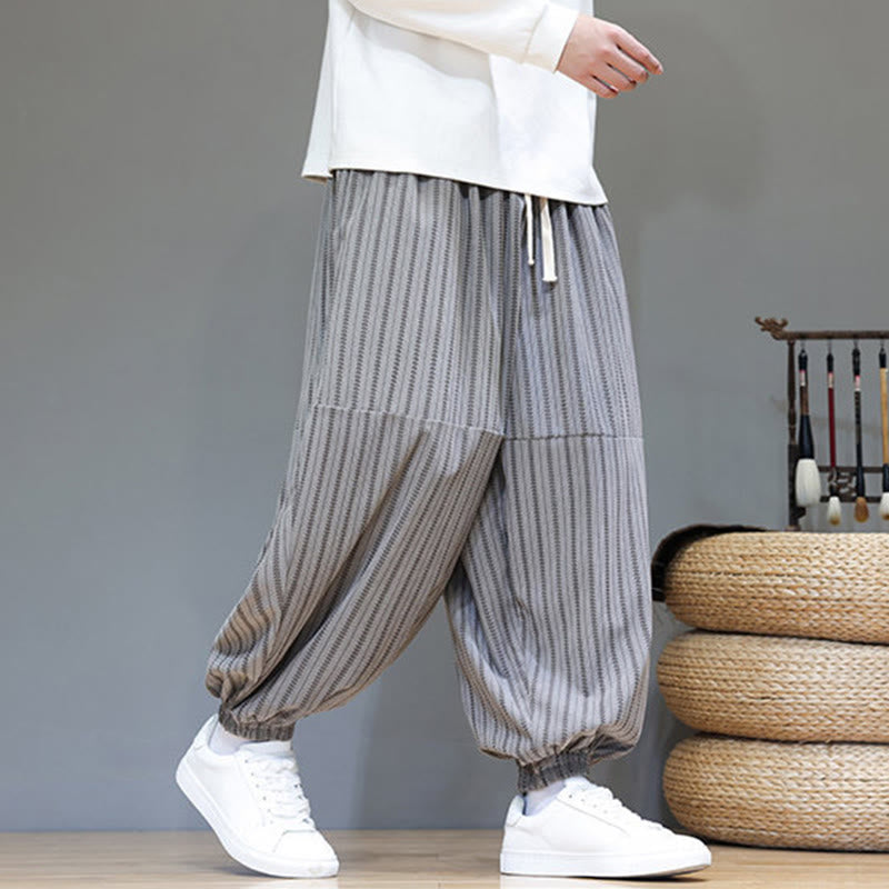 Pantalones de pana estilo harén para hombre con cordón y bolsillos, estampado de rayas otoñales y Buddha Stones - image 44