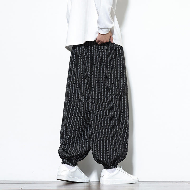 Pantalones de pana estilo harén para hombre con cordón y bolsillos, estampado de rayas otoñales y Buddha Stones - image 13