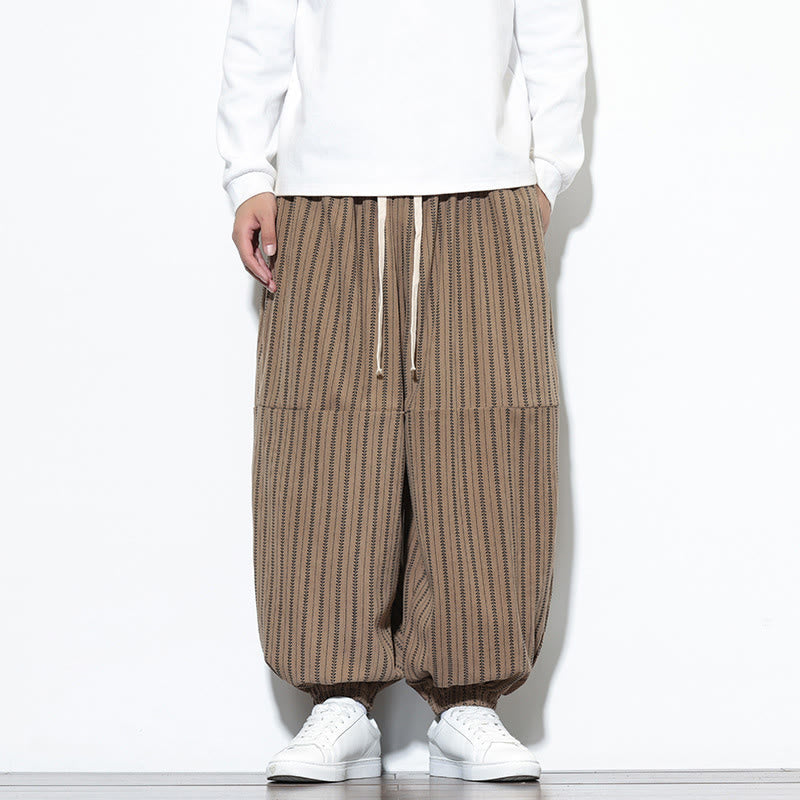 Pantalones de pana estilo harén para hombre con cordón y bolsillos, estampado de rayas otoñales y Buddha Stones - Broncearse - US/UK/AU46, EU56 (5XL) - image 54