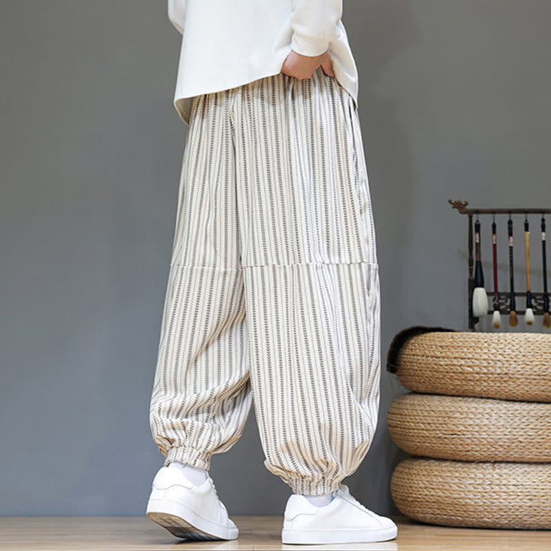 Pantalones de pana estilo harén para hombre con cordón y bolsillos, estampado de rayas otoñales y Buddha Stones - image 31