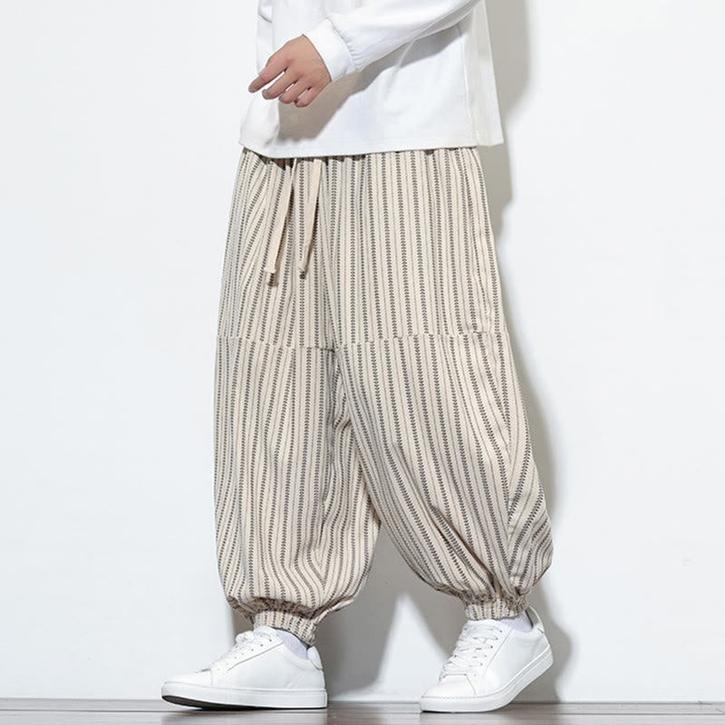Pantalones de pana estilo harén para hombre con cordón y bolsillos, estampado de rayas otoñales y Buddha Stones - image 18