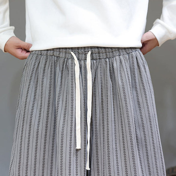 Pantalones de pana estilo harén para hombre con cordón y bolsillos, estampado de rayas otoñales y Buddha Stones - image 50