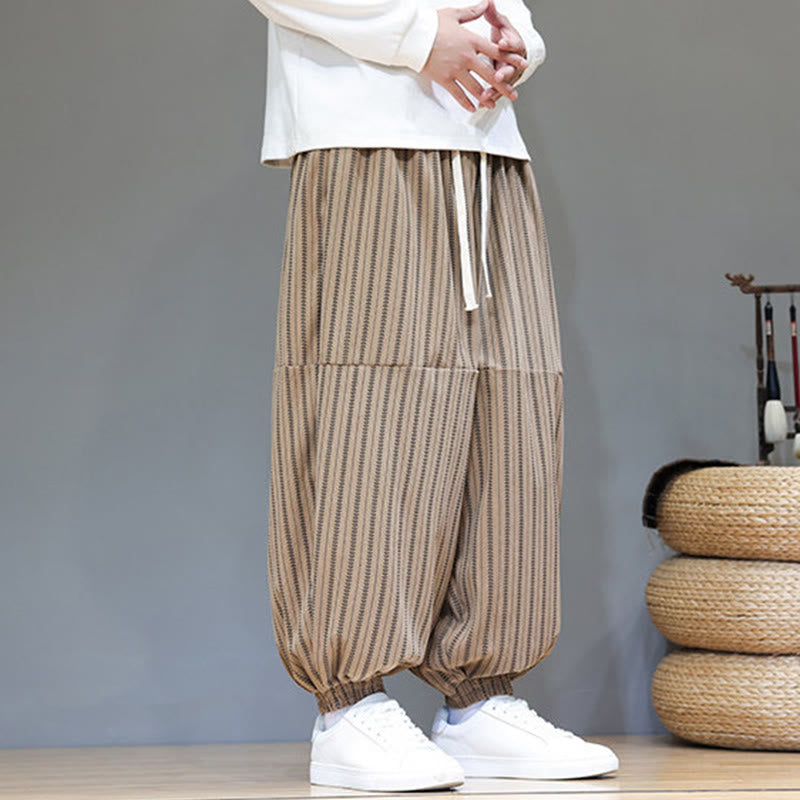 Pantalones de pana estilo harén para hombre con cordón y bolsillos, estampado de rayas otoñales y Buddha Stones - image 65