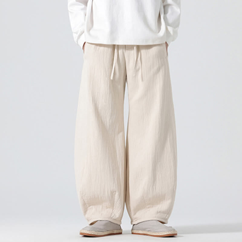 Pantalones anchos de algodón puro con bolsillos y cordón estilo zen chino para hombre, con Buddha Stones, para uso diario - image 1