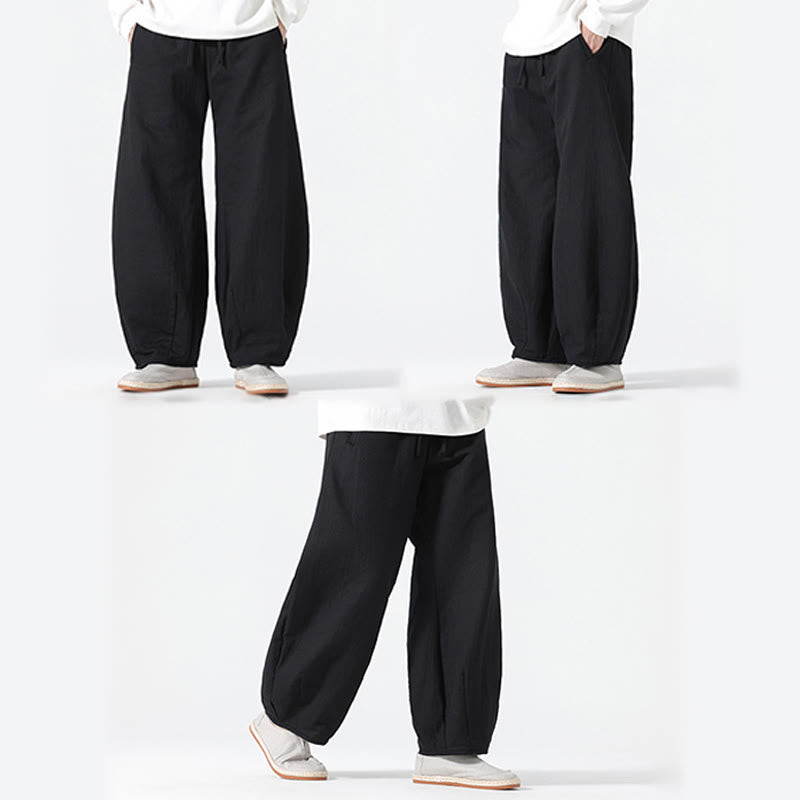 Pantalones anchos de algodón puro con bolsillos y cordón estilo zen chino para hombre, con Buddha Stones, para uso diario - image 23