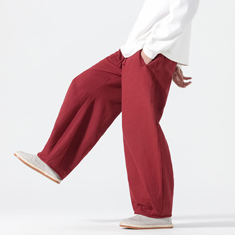 Pantalones anchos de algodón puro con bolsillos y cordón estilo zen chino para hombre, con Buddha Stones, para uso diario - image 16