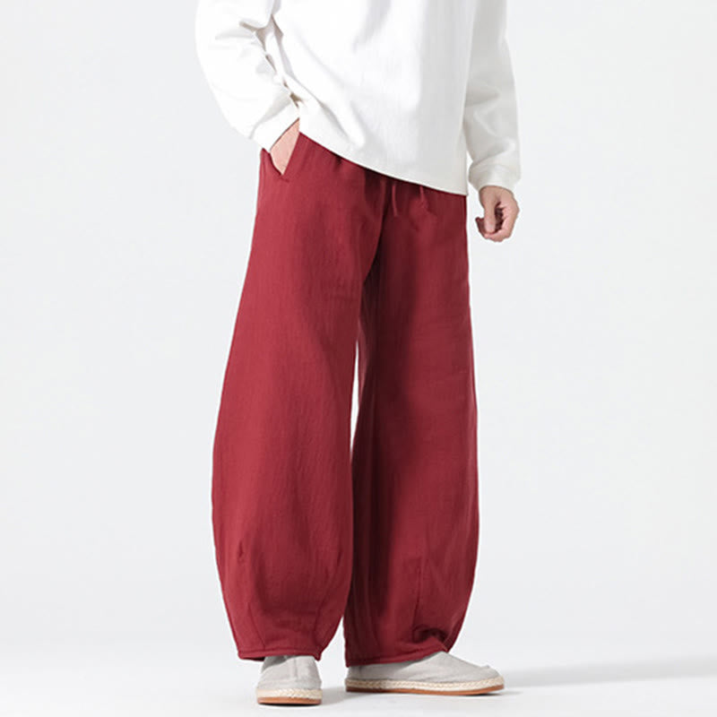 Pantalones anchos de estilo zen chino con cordón diario Buddha Stones para hombre, con bolsillos - image 13