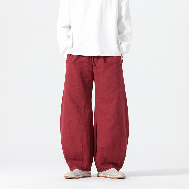 Pantalones anchos de algodón puro con bolsillos y cordón estilo zen chino para hombre, con Buddha Stones, para uso diario - image 11