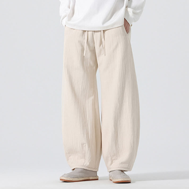 Pantalones anchos de algodón puro con bolsillos y cordón estilo zen chino para hombre, con Buddha Stones, para uso diario - image 3
