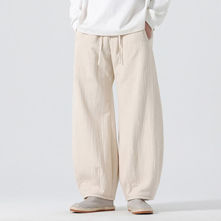 Pantalones anchos de algodón puro con bolsillos y cordón estilo zen chino para hombre, con Buddha Stones, para uso diario - image 3