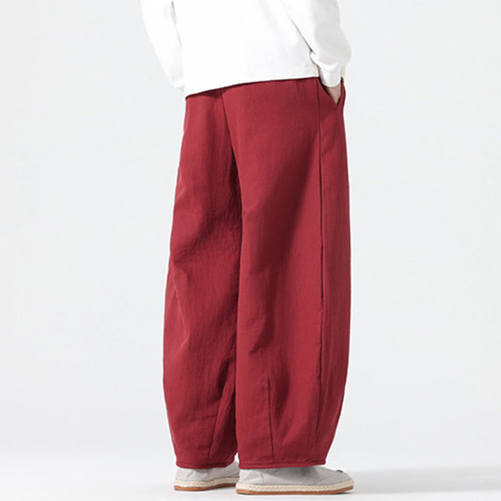 Pantalones anchos de algodón puro con bolsillos y cordón estilo zen chino para hombre, con Buddha Stones, para uso diario - image 12