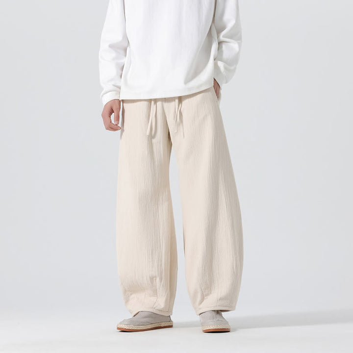 Pantalones anchos de algodón puro con bolsillos y cordón estilo zen chino para hombre, con Buddha Stones, para uso diario - image 4