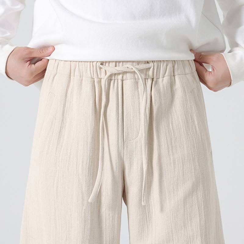 Pantalones anchos de algodón puro con bolsillos y cordón estilo zen chino para hombre, con Buddha Stones, para uso diario - image 6