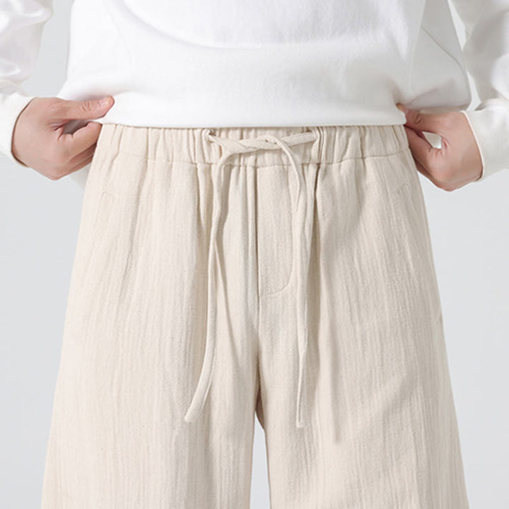 Pantalones anchos de algodón puro con bolsillos y cordón estilo zen chino para hombre, con Buddha Stones, para uso diario - image 6