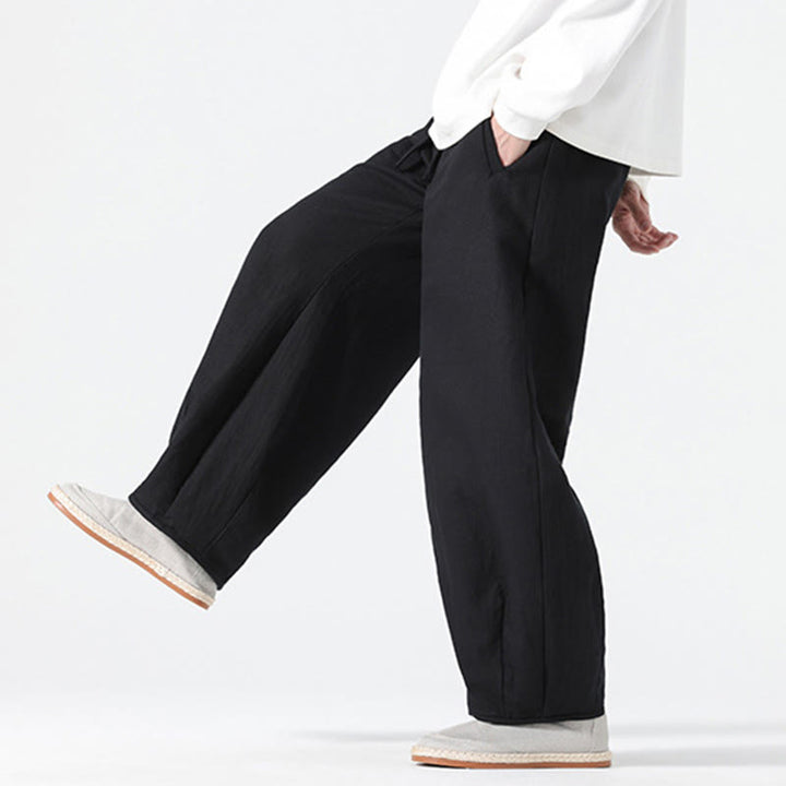 Pantalones anchos de algodón puro con bolsillos y cordón estilo zen chino para hombre, con Buddha Stones, para uso diario - image 22