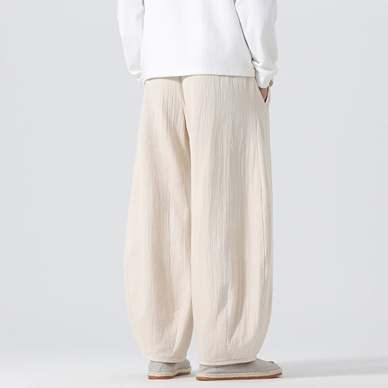 Pantalones anchos de algodón puro con bolsillos y cordón estilo zen chino para hombre, con Buddha Stones, para uso diario - image 2