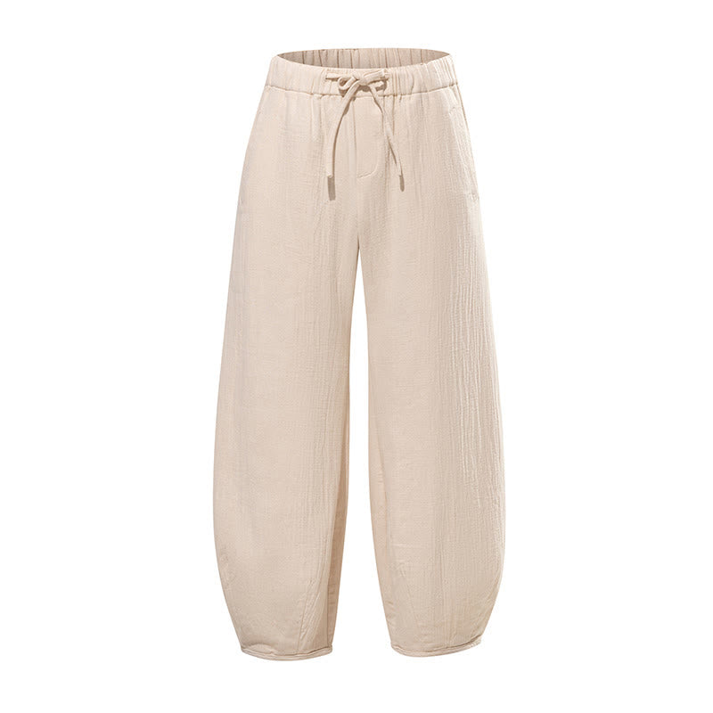 Pantalones anchos de algodón puro con bolsillos y cordón estilo zen chino para hombre, con Buddha Stones, para uso diario - image 9