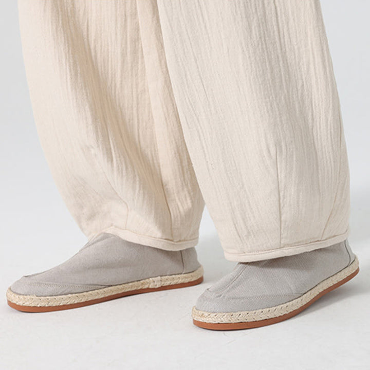 Pantalones anchos de algodón puro con bolsillos y cordón estilo zen chino para hombre, con Buddha Stones, para uso diario - image 7