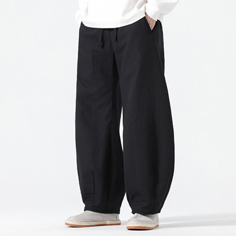 Pantalones anchos de algodón puro con bolsillos y cordón estilo zen chino para hombre, con Buddha Stones, para uso diario - image 20