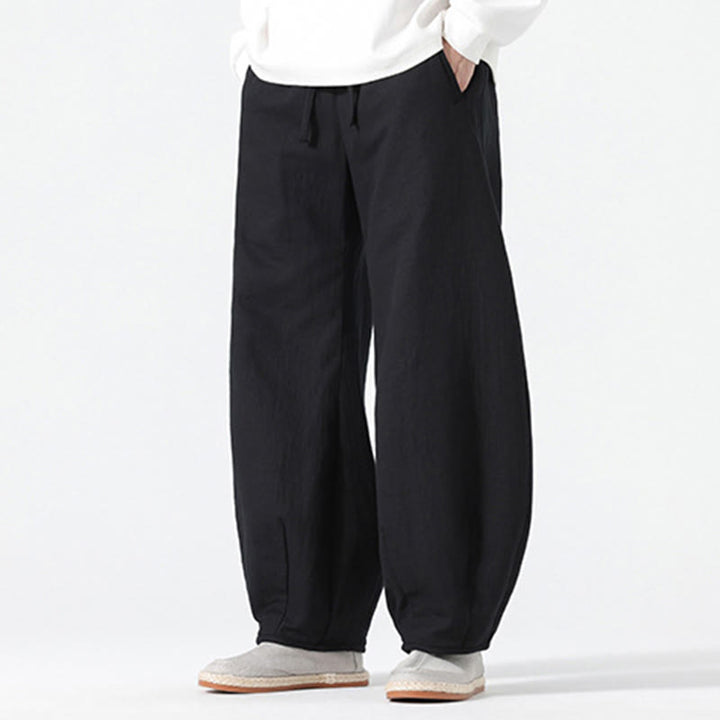 Pantalones anchos de algodón puro con bolsillos y cordón estilo zen chino para hombre, con Buddha Stones, para uso diario - image 20