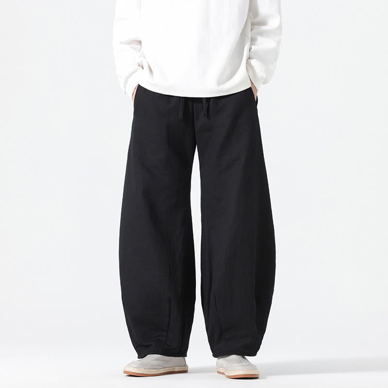 Pantalones anchos de algodón puro con bolsillos y cordón estilo zen chino para hombre, con Buddha Stones, para uso diario - image 19