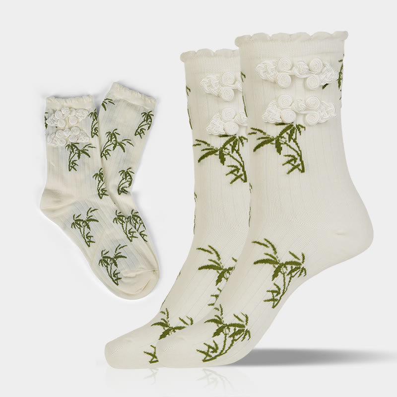 Buddha Stones de mujer con diseño de rana china y botones de jacquard de bambú - Blanco - Talla única (US. 5,5-8,5, EU 36-40, UK/AU 3,5-6,5, AISA 23-25 ​​cm) - image 16