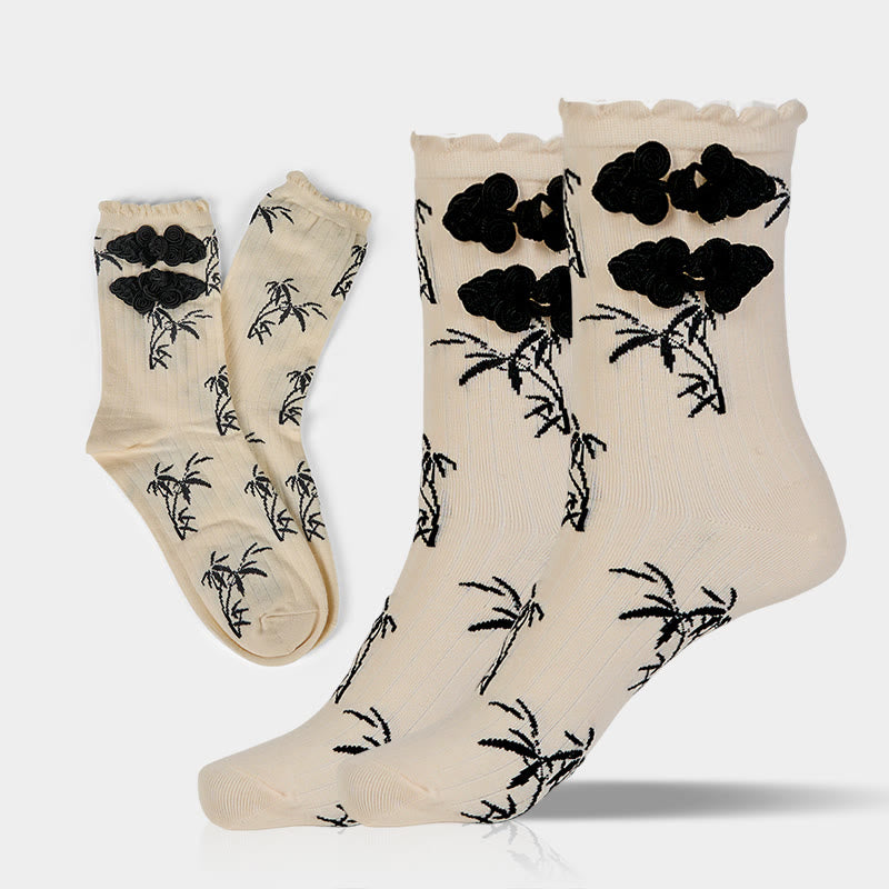 Buddha Stones de mujer con diseño de rana china y botones de jacquard de bambú - FloralBlanco - Talla única (US. 5,5-8,5, EU 36-40, UK/AU 3,5-6,5, AISA 23-25 ​​cm) - image 9