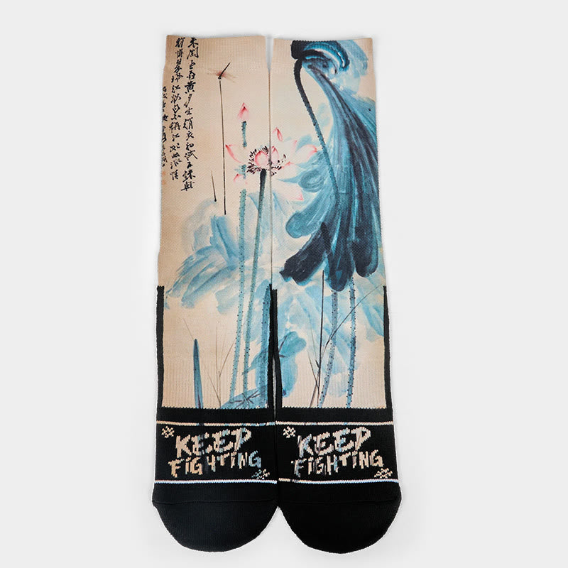 Calcetines unisex con diseño de Buddha Stones, loto, paisaje chino, micro tripulación, para hombre y mujer - image 1