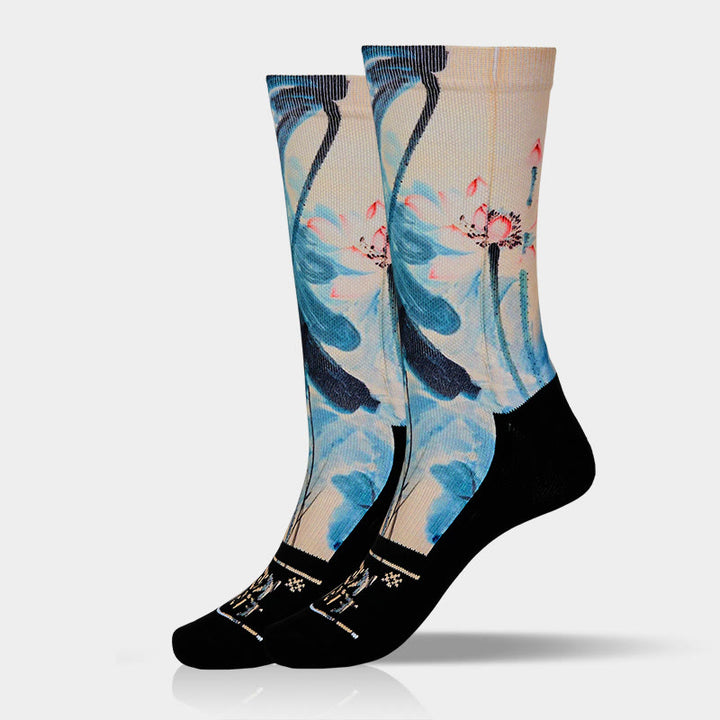 Calcetines unisex con diseño de Buddha Stones, loto, paisaje chino, micro tripulación, para hombre y mujer - image 8