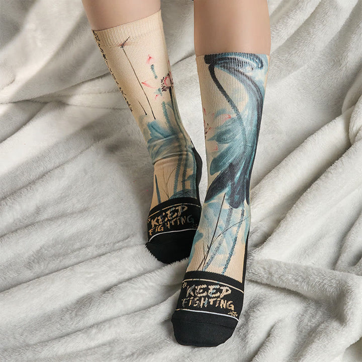 Calcetines unisex con diseño de Buddha Stones, loto, paisaje chino, micro tripulación, para hombre y mujer - image 4