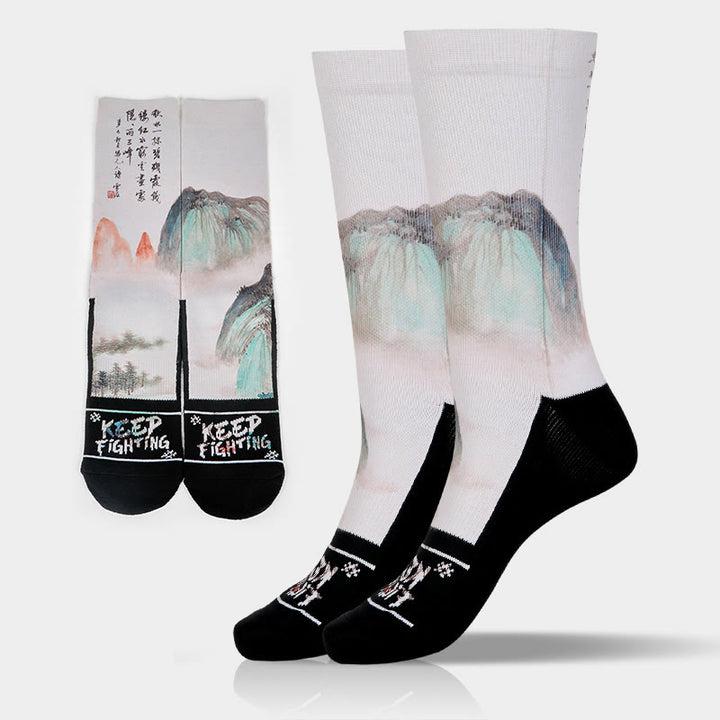 Calcetines unisex con diseño de Buddha Stones, loto, paisaje chino, micro tripulación, para hombre y mujer - FloralBlanco - Talla única (US. 5-10,5, EU 38-44, UK/AU 5-10,5, AISA 24,5-28 cm) - image 10