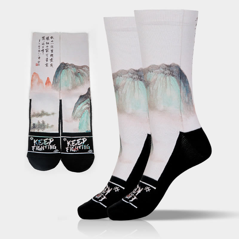 Calcetines unisex con diseño de Buddha Stones, loto, paisaje chino, micro tripulación, para hombre y mujer - Blanco floral - Talla única (US. 5-10.5, EU 38-44, UK/AU 5-10.5, AISA 24.5-28 cm) - image 10