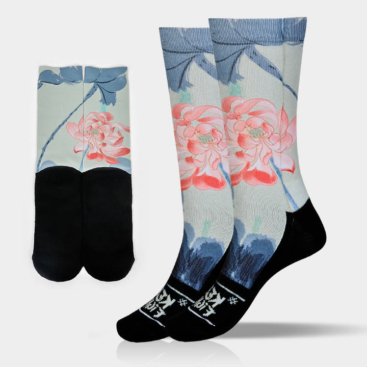 Calcetines unisex con estampado de loto y Buddha Stones para hombre y mujer - Azur - Talla única (US. 5-10.5, EU 38-44, UK/AU 5-10.5, AISA 24.5-28 cm) - image 0