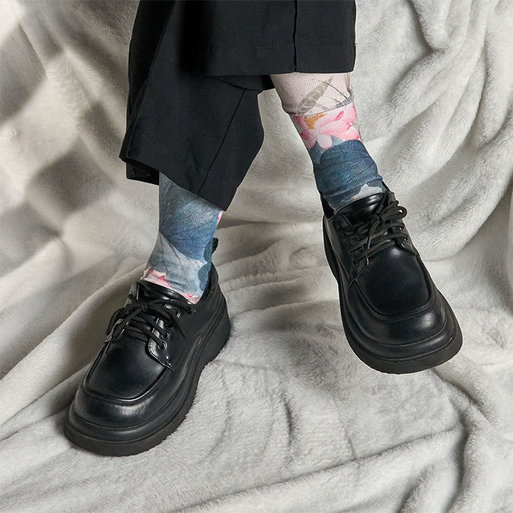 Calcetines unisex con diseño de Buddha Stones de loto, hojas y mariposas, para hombre y mujer - image 6