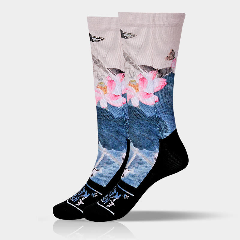 Calcetines unisex con diseño de Buddha Stones de loto, hojas y mariposas, para hombre y mujer - image 9