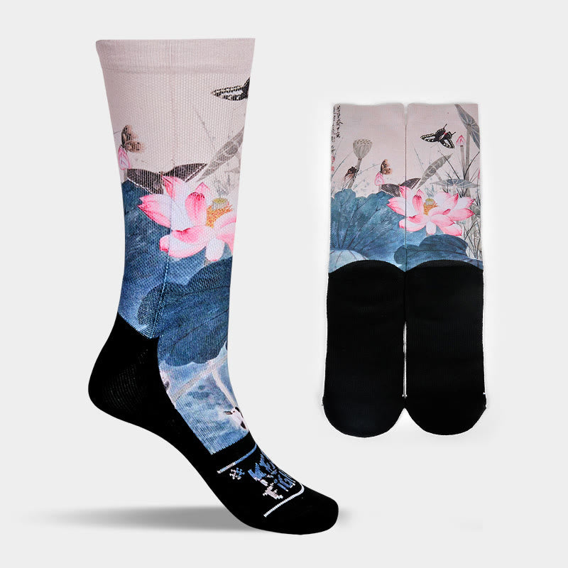Calcetines unisex con diseño de Buddha Stones de loto, hojas y mariposas, para hombre y mujer - image 8