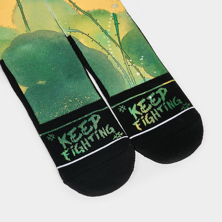 Calcetines unisex con Buddha Stones, diseño informal, color beige, con flores de loto y hojas, para hombre y mujer - image 3