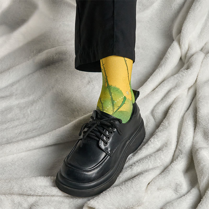 Calcetines unisex con Buddha Stones, diseño informal, color beige, con flores de loto y hojas, para hombre y mujer - image 6