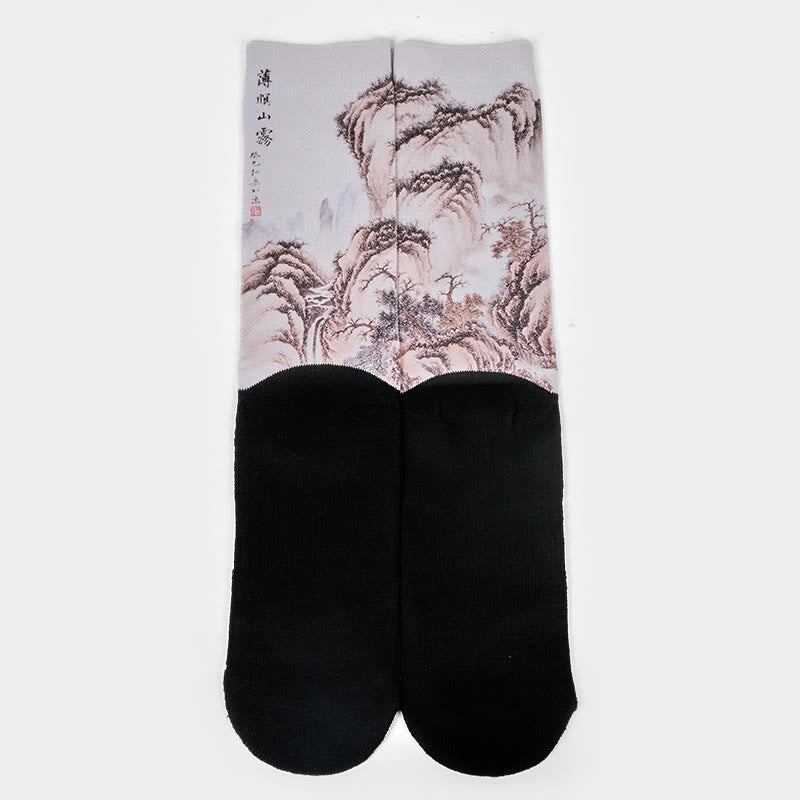 Calcetines unisex con diseño de Buddha Stones, grulla blanca, pinos y montañas, para hombre y mujer - image 12