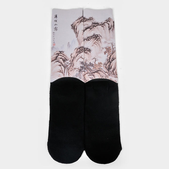 Calcetines unisex con diseño de Buddha Stones, grulla blanca, pinos y montañas, para hombre y mujer - image 12
